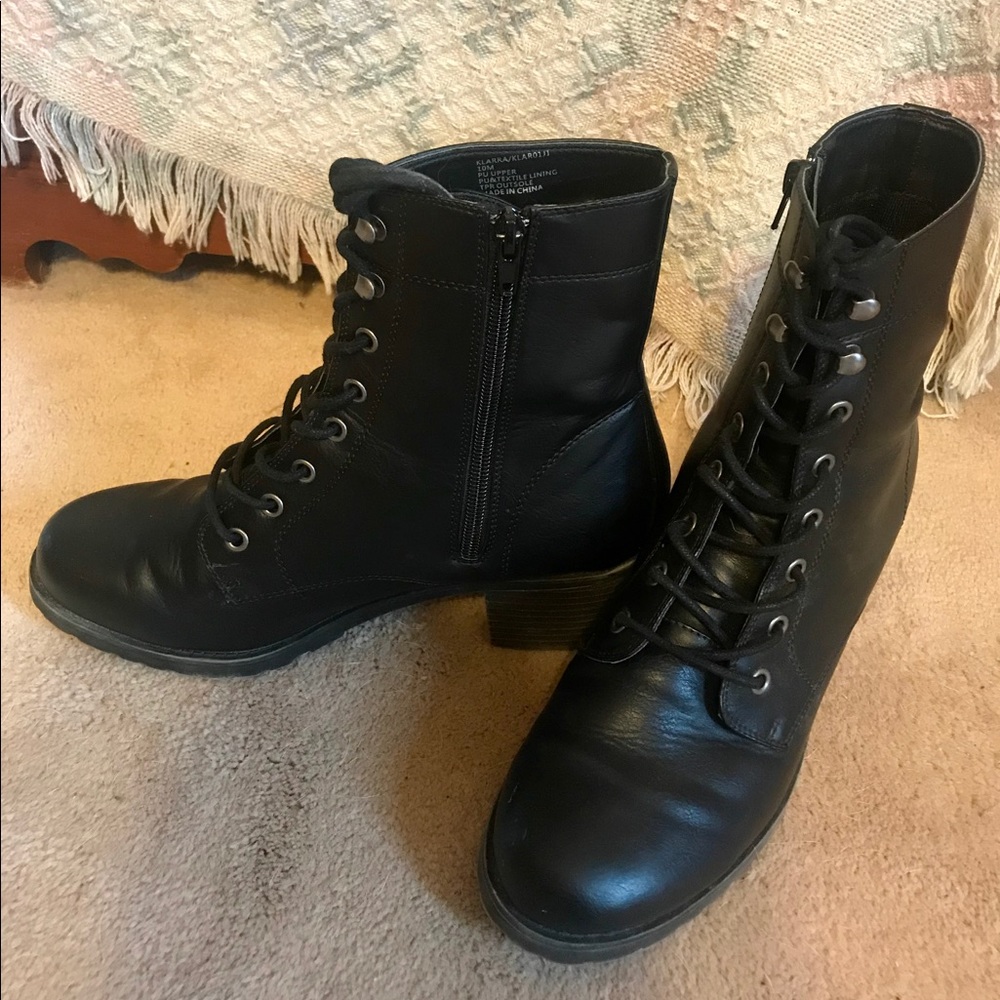 Black Lace Up Ankle Boots Size 10M